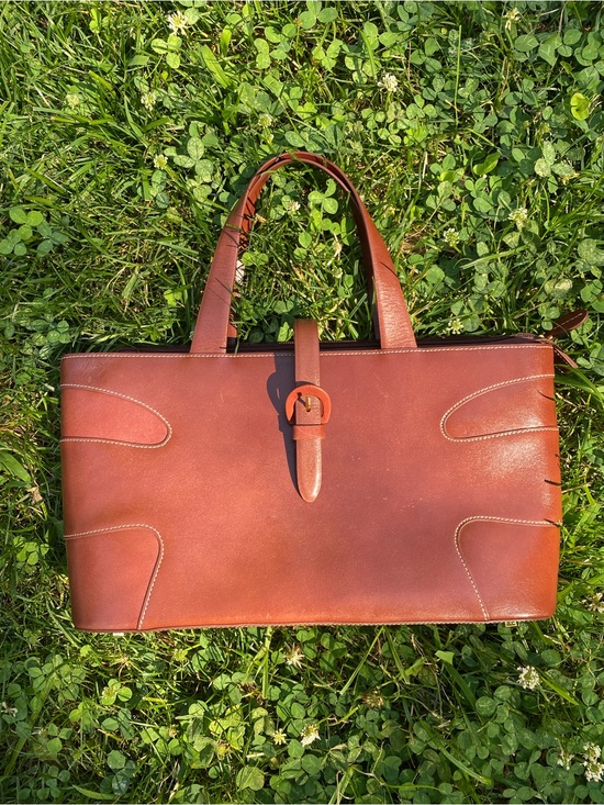 Etienne Aigner Handbags - Etienne Aigner Chestnut Leather Buckle Tote